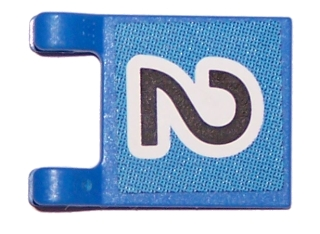 Lego Flag 2 x 2 Square with Flat Edge with Black Number 2 on Blue Background Pattern (Sticker) - Sets 3420 / 3425