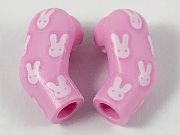 Lego Arm, (Matching Left and Right) Pair with White Rabbits Pattern / Bright Pink