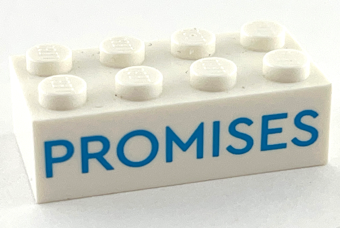 Lego Brick 2 x 4 with Dark Azure 'PROMISES' Pattern