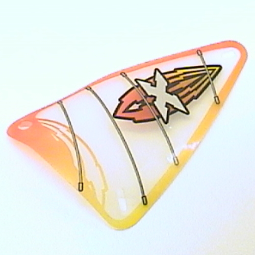 Lego Sail, Windsurfer, 9 x 15 Triangle, with Island Xtreme Stunts Logo Print [6734] / Trans-Clear
