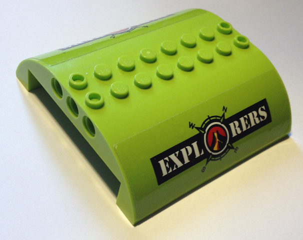 Lego Slope, Curved 8 x 8 x 2 Double with 'EXPLORERS' and Volcano Explorers Logo Compass Pattern on Both Sides (Stickers) - Set 60125