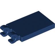 Lego Tile Special 2 x 3 with 2 Clips without Tab between Clips / Dark Blue