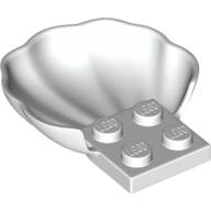 Lego Animal Body Part, Clam / Scallop Half Shell with 4 Studs / White