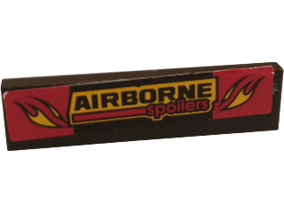 Lego Tile 1 x 4 with 'AIRBORNE spoilers' and Yellow Flames Pattern (Sticker) - Set 60027