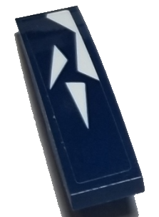 Lego Slope, Curved 4 x 1 with White Triangles on Dark Blue Background Pattern Model Left Side (Sticker) - Set 75885
