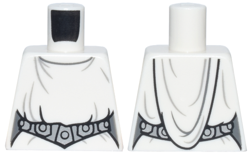 Lego Torso SW Loose Dress and Hood, Detailed Belt with 5 Silver Emblems Pattern (Leia) / White