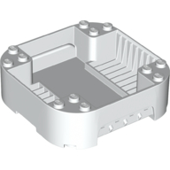 Lego Pod, Square Rounded Corners, Back, 8 x 8 x 2, Corner Studs, and Recessed Slots / White