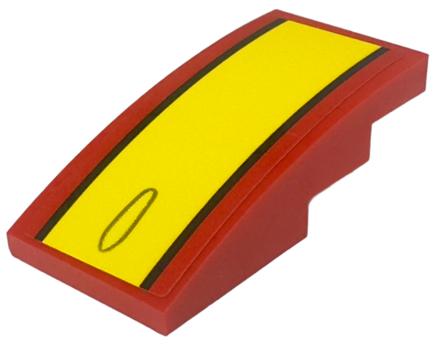 Lego Slope, Curved 4 x 2 with Black and Yellow Stripes Pattern (Sticker) - Set 76914