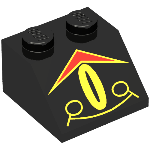 Lego Brick Sloped 45° 2 x 2 with RoboForce Red Chevron and Yellow Eye Print