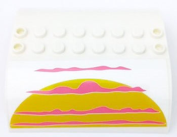 Lego Slope, Curved 8 x 8 x 2 Double with Bright Light Orange Sunset and Dark Pink Clouds Pattern (Sticker) - Set 41429