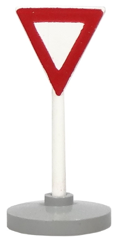Lego Road Sign Old Triangle Inverted with Yield Print & Type 2 Base