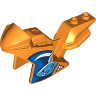 Lego Fairing, Motorcycle, Racing (Sport) Bike with White/Dark Blue Wave, Dark Azure Shark print