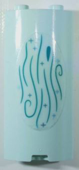 Lego Cylinder Quarter 2 x 2 x 5 with 1 x 1 Cutout with Dark Turquoise Wood Grain and Metallic Light Blue Sparkles Pattern 2 (Sticker) - Set 43215
