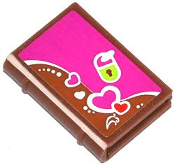 Lego Minifigure, Utensil Book 2 x 3 with Hearts and Lime Padlock on Magenta Background Pattern (Sticker) - Set 41039