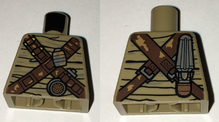 Lego Torso SW Desert Wrappings with Crossed Utility Belts Pattern (Teedo) / Dark Tan