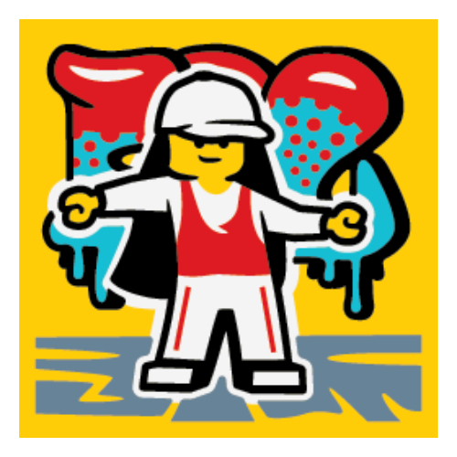 Lego Tile 2 x 2 with Street Dance Print / Yellow