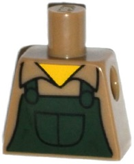 Lego Torso Simpsons Shirt with Dark Green Overalls Pattern / Dark Tan