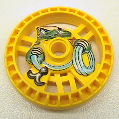 Lego Technic Disc 5 x 5 Notched, Rope Print / Yellow