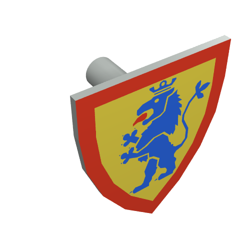 Lego Shield Triangular with Blue Lion, and Yellow Background Print / Light Gray