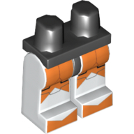 Lego Hips and White Legs with Orange Armour Print (Clone Trooper) / Black