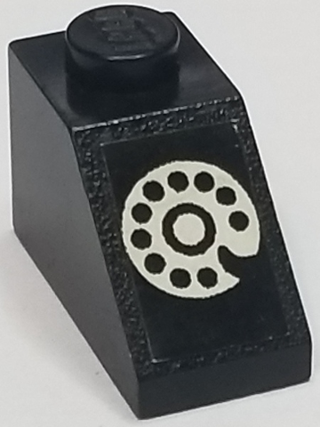 Lego Slope 45 2 x 1 without Bottom Tube with White Rotary Phone Dial Pattern (Sticker) - Set 268
