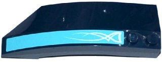 Lego Wedge 8 x 3 x 2 Open Right with White Swirls on Medium Azure Background Pattern (Sticker) - Set 41073