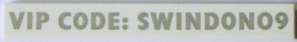 Lego Tile 1 x 8 with 'VIP CODE: SWINDON09' Pattern