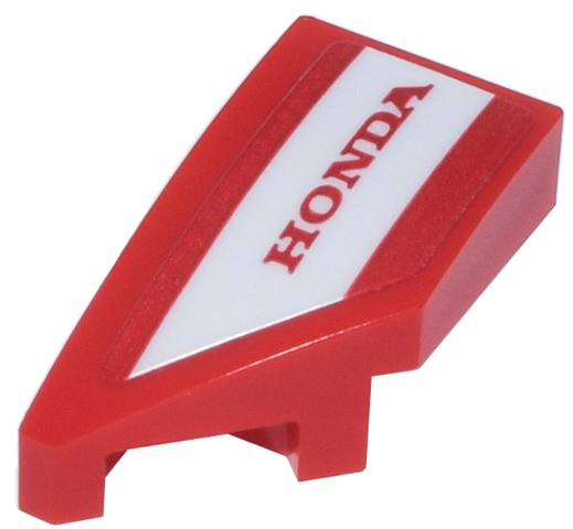 Lego Wedge 2 x 1 x 2/3 Left with 'HONDA' Logo on White Stripe Pattern (Sticker) - Set 77246 / Red