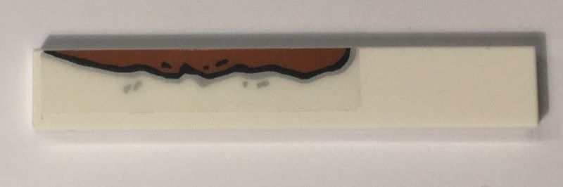Lego Tile 1 x 6 with Rust Long Pattern Model Left Side (Sticker) - Set 10274 / White