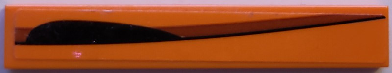 Lego Tile 1 x 6 with Black Air Intake and Dark Orange Curved Stripe Pattern Model Right Side (Sticker) - Set 75880 / Orange