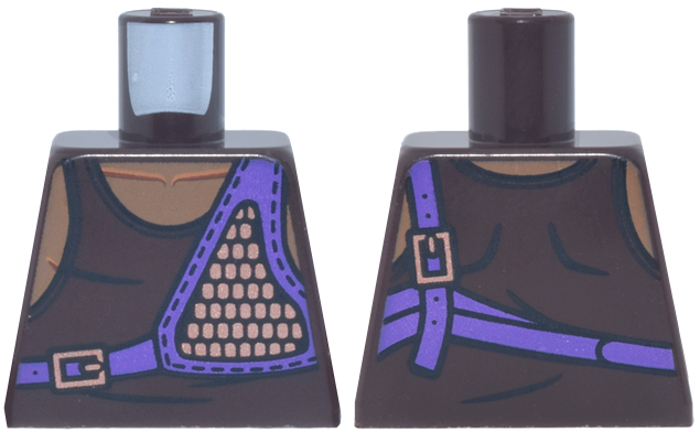 Lego Torso Tank Top, Muscles Outline, Medium Lavender Straps and Pack with Copper Buckles and Dots Pattern