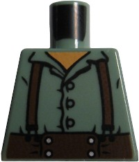 Lego Torso LotR Button Shirt with Brown Suspenders Pattern (Frodo) / Sand Green