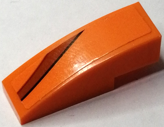 Lego Slope, Curved 3 x 1 with Dark Orange Curved Stripe with Black Line Pattern Model Left Side (Sticker) - Set 75880