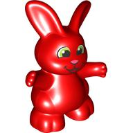 Lego Duplo Animal Rabbit, Arms Wide, Black Eye, White Pupil Print / Red