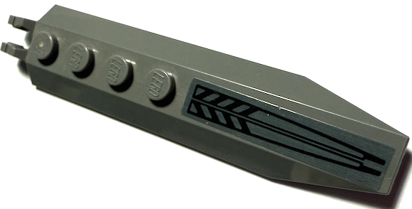 Lego Hinge Plate 1 x 8 with Angled Side Extensions with Black Chevrons and Tapered Blades Pattern (Sticker) - Set 76214