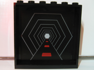 Lego Panel 1 x 6 x 5 with SW Death Star Hexagonal Corridor without Highlights, Red Lights and White Hexagon Pattern (Sticker) - Set 10188