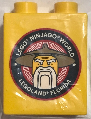 Lego Duplo, Brick 1 x 2 x 2 with LEGO Ninjago World LEGOLAND Florida Sensei Wu Pattern