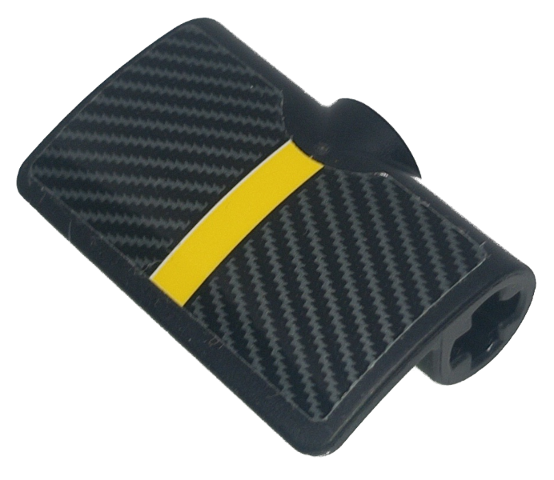 Lego Technic, Panel Curved 2 x 3 x 1 with Yellow Stripe and Silver Carbon Fiber Pattern (Sticker) - Set 42151 / Black
