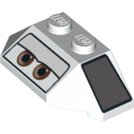 Lego Brick Wedged, Sloped 45° 2 x 4 Triple with Eyes and Dark Bluish Gray Panels Print (Shu Todoroki) / White