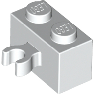 Lego Brick Special 1 x 2 with Vertical Clip [Open O Clip] / White