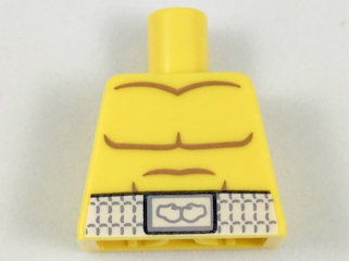 Lego Torso Bare Chest with Body Lines and White Boxing Belt Pattern / Yellow