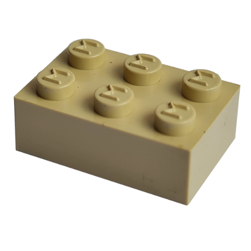 Lego Modulex Brick 2 x 3 with M on Studs / Modulex Buff