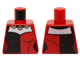 Lego Torso Batman Female Outline with Black and Red Corset Top and Necklace with Bells Pattern / Red
