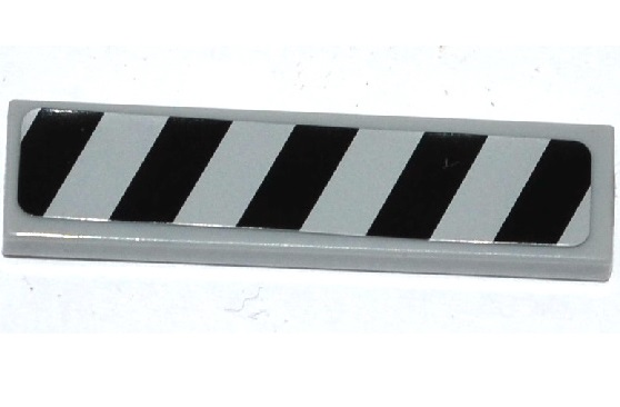 Lego Tile 1 x 4 with Black and Light Bluish Gray Danger Stripes Pattern (Sticker) - Set 75092