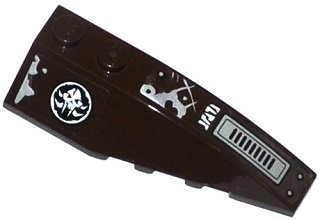 Lego Wedge 6 x 2 Right with Alien Skull in Black Circle, Vents, Rivets and Frost Pattern (Stickers) - Set 70145