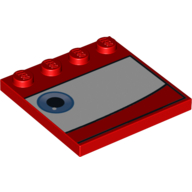 Lego Plate Special 4 x 4, Studs on One Edge with Eye on White Background Print Right / Red
