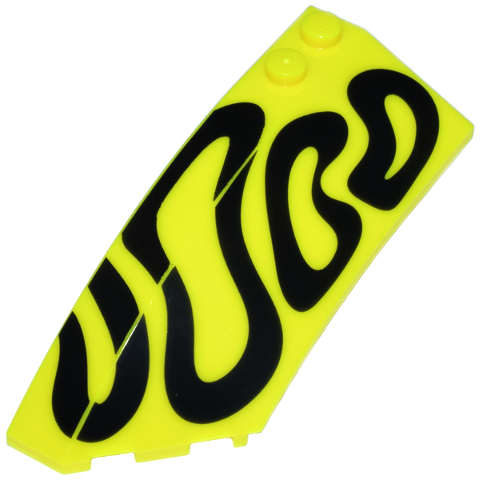 Lego Wedge 8 x 3 x 2 Open Left with 1 Black Squiggly Line and 3 Shapes Pattern