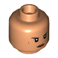 Lego Minifig Head AT-AT Driver / Stormtrooper, Eyebrows, Reddish Brown Lips and Cheek Lines, Serious Print / Nougat