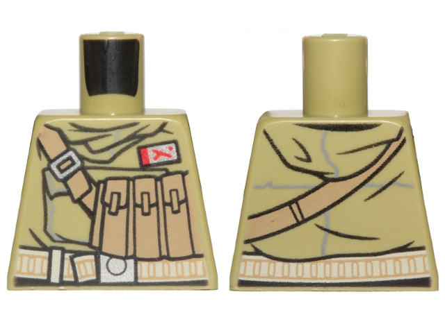 Lego Torso SW Hoodie Jacket with Dark Tan Pockets on Shoulder Strap and Admiral Badge Pattern (Admiral Ematt) / Olive Green