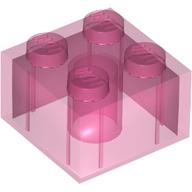 Lego Brick 2 x 2 without Inside Ridges / Trans-Dark Pink